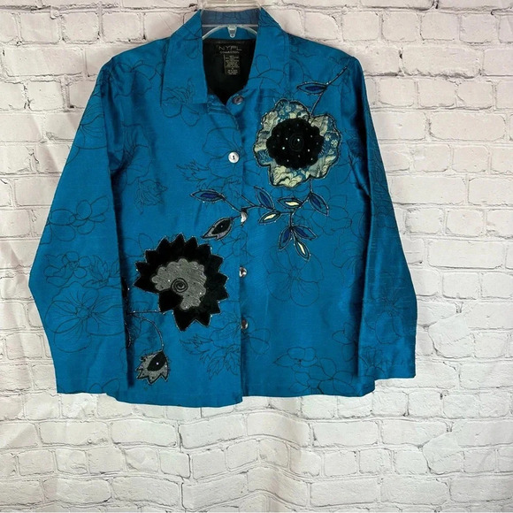 Vintage NYPL blazer jacket applique and embroidered floral design sz small - Picture 1 of 8